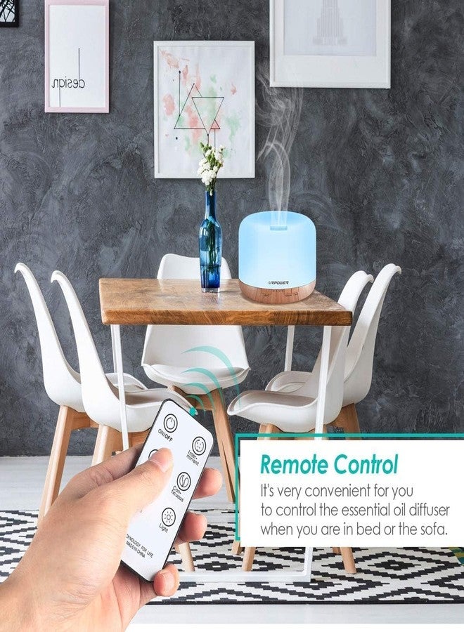 UR باور جهاز ترطيب وتعطير جو من يورباور، سعة 500 مل، مزود بإضاءة ديكور للغرفة، وأربعة إعدادات للمؤقت، وسبعة مصابيح LED متغيرة الألوان، وخاصية الإيقاف التلقائي عند نفاذ الماء. - Image 3